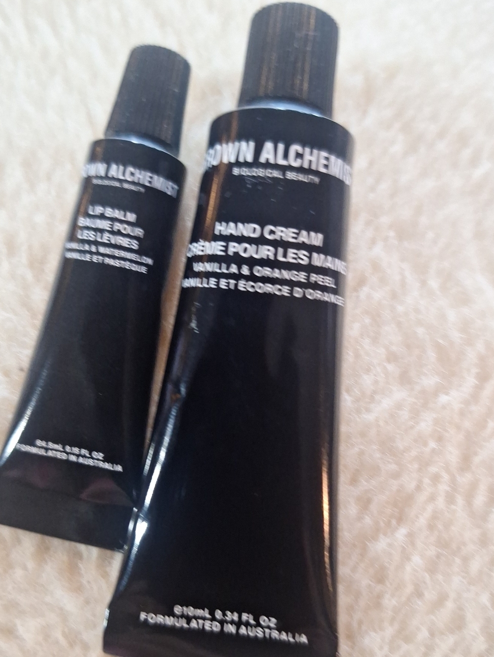 Grown Alchemist Black Lip Balm & Hand Cream Tubes.  New No Box